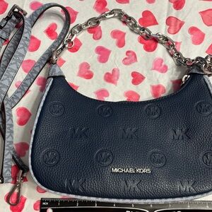 Michael Kors Blue Shoulder Bag with Chain Strap